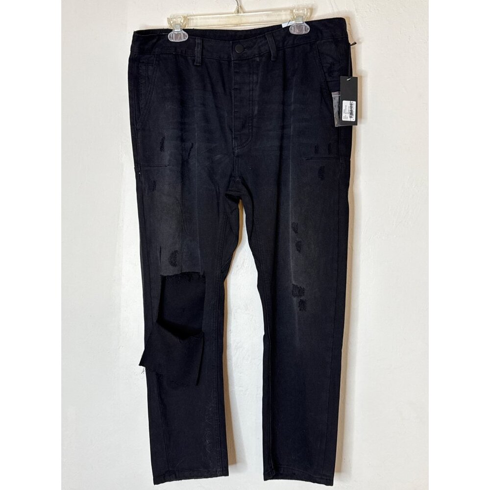 Man x OneTeaspoon Mr.‎ Browns Distressed Black Panther Relaxed Leg Jeans 34 NWT